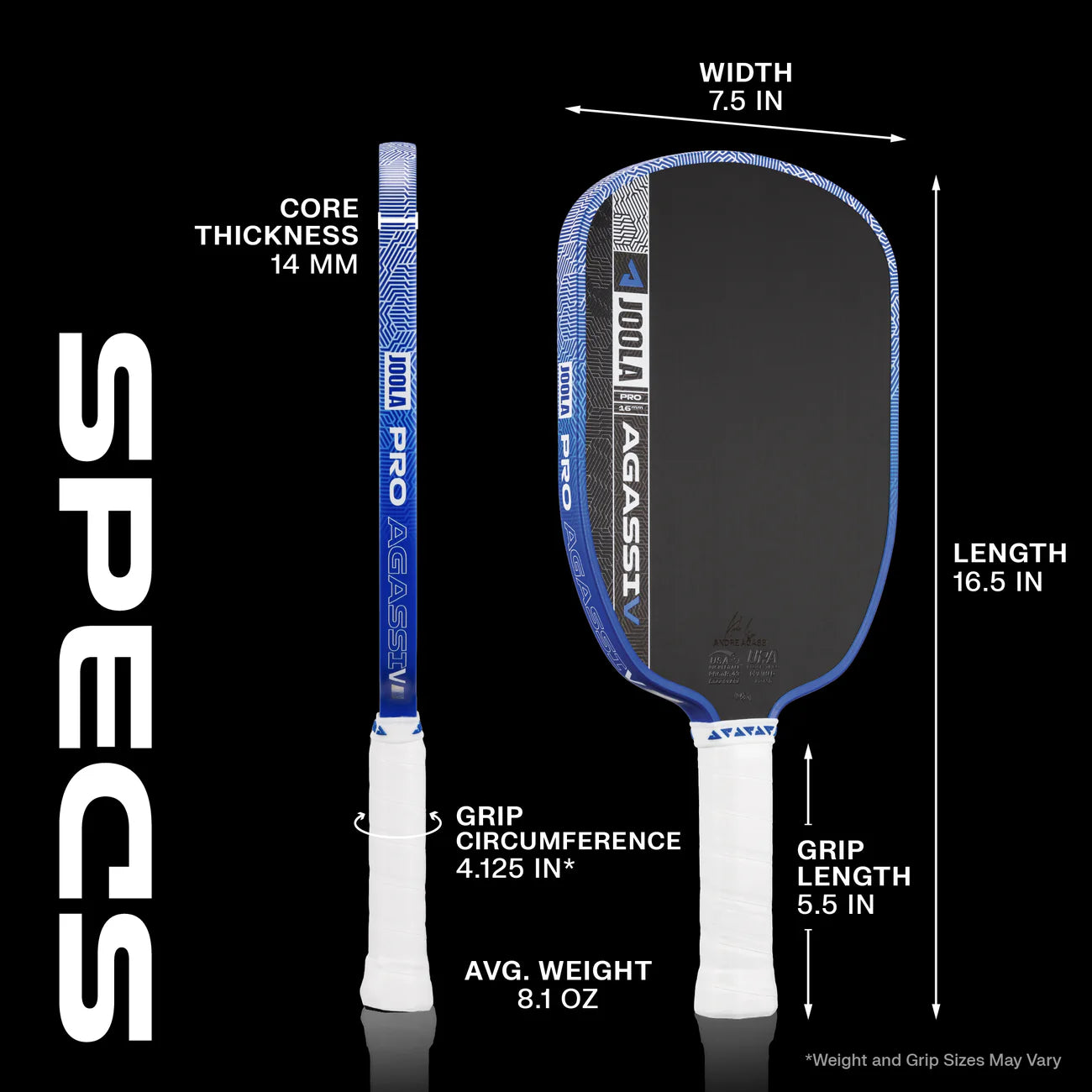 JOOLA - Agassi Pro V 16MM Pickleball Paddles